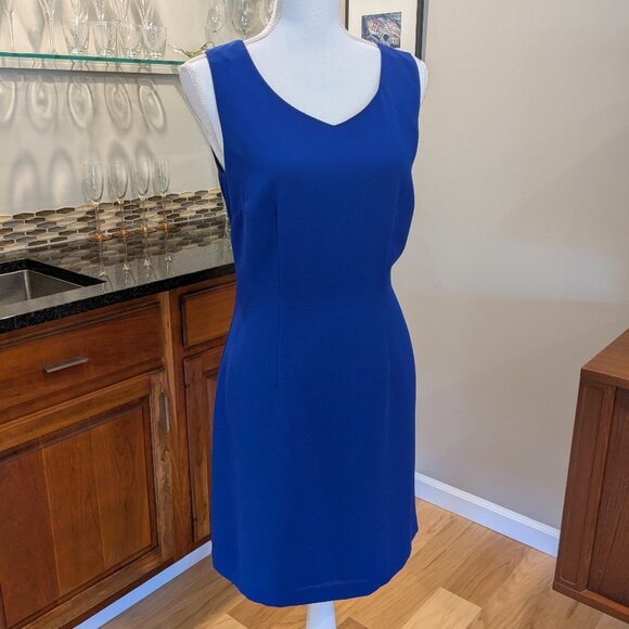 Royal Blue CDC Knee Length Elegant Sleeveless Office Formal Cocktail Date Night - Picture 1 of 4